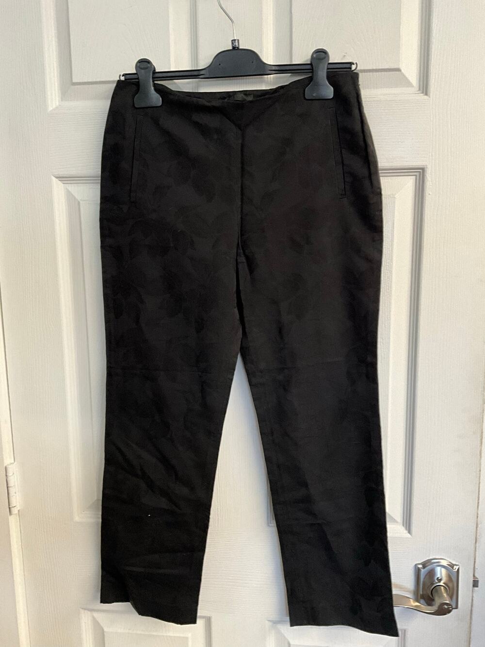The Row Black Floral Jacquard Silk Lined Pants Trousers